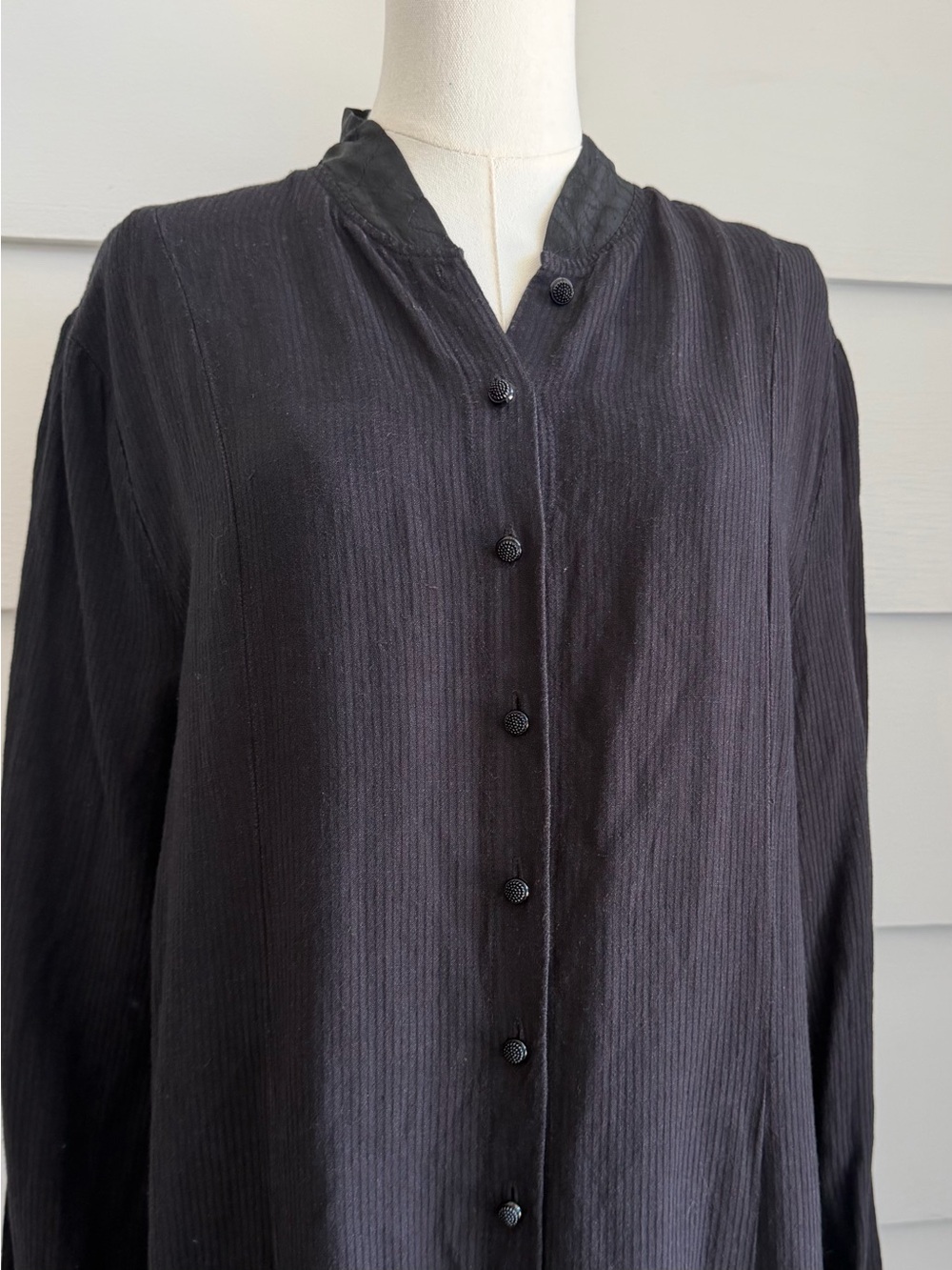 Vintage FLAX by Jeanne Engelhart Black Linen Button-Down Maxi Dress size M - Picture 2 of 8